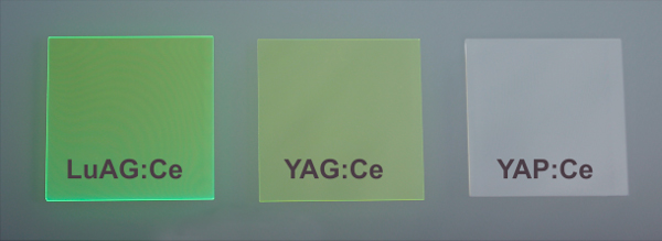 3種類（YAG:Ce, LuAG:Ce，YAP:Ce）のシンチレーター